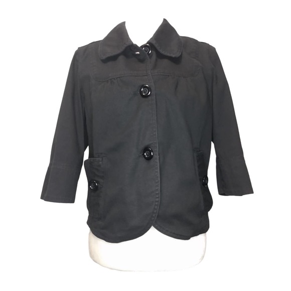Larry Levine Stretch black 3/4 length peasant jacket - Picture 1 of 5
